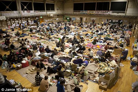 Uncomfortable: Tatekoshi Elementary School in Natori, Sendai, Japan - one of hundreds of shelters where people who lost homes in the tsunami are living